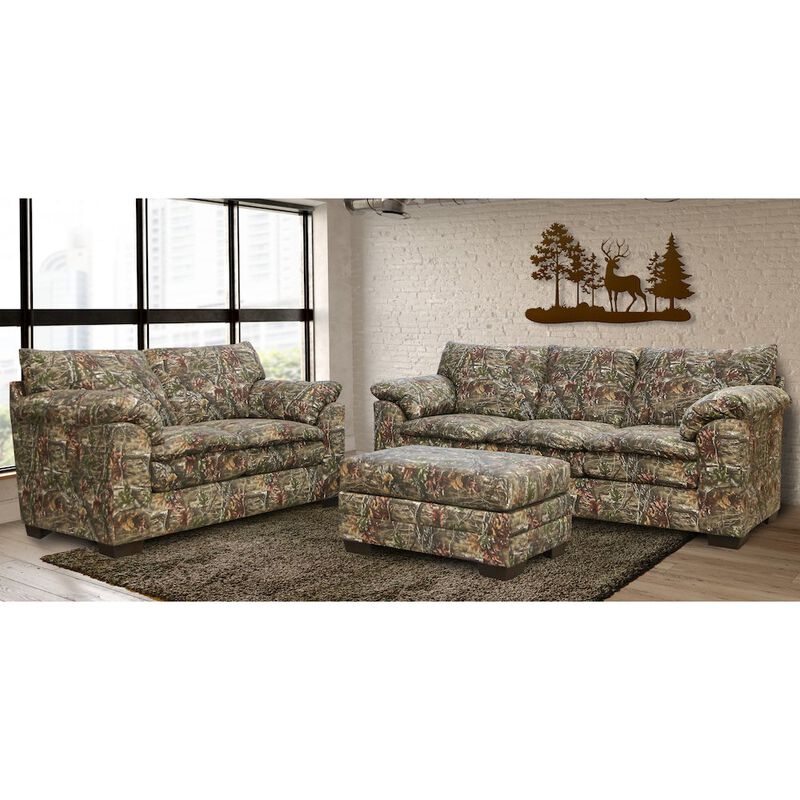 American Furniture Classics Rectangular Upholstered Ottoman in Superflauge Camo Fabric