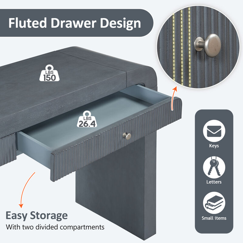 Merax Rustic Console Table with Fluted Drawer Front