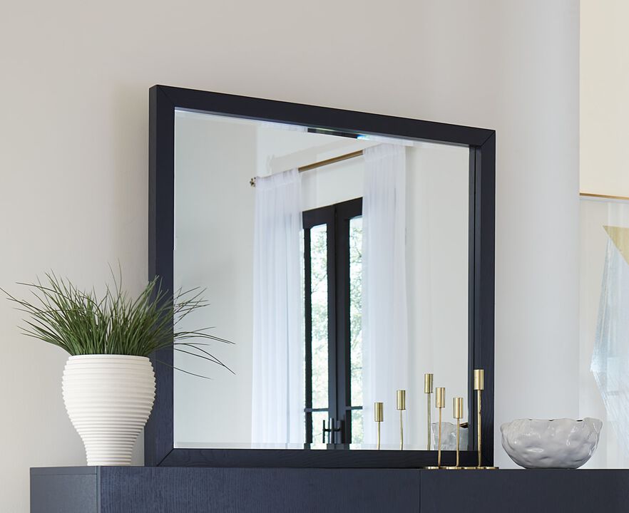 Argento Beveled Glass Wall or Dresser Mirror in Navy Blue