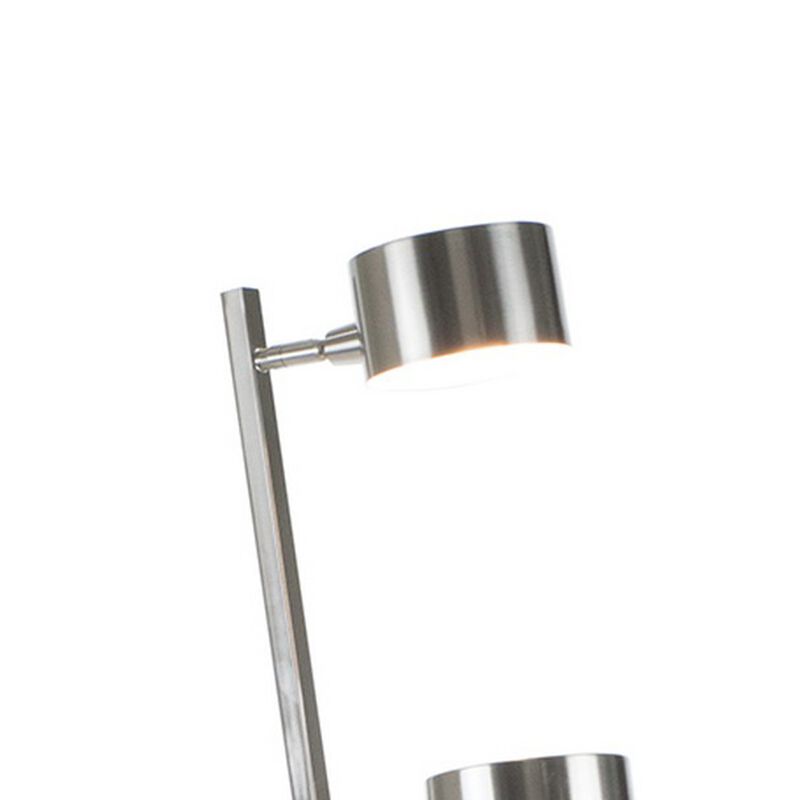 60 Inch Floor Lamp, 3 Drum Metal Shades, Modern Style, Silver Frame-Benzara