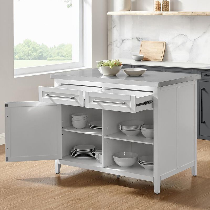 Silvia Stainless Steel Top Kitchen Island