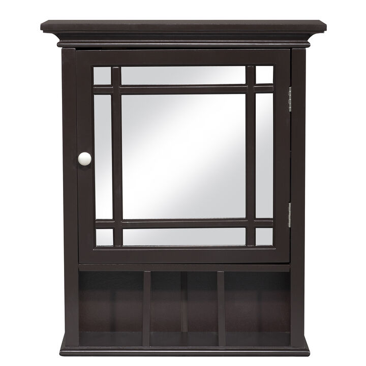Teamson Home Neal Removable Wooden Medicine Cabinet with Mirrored Door- Espresso