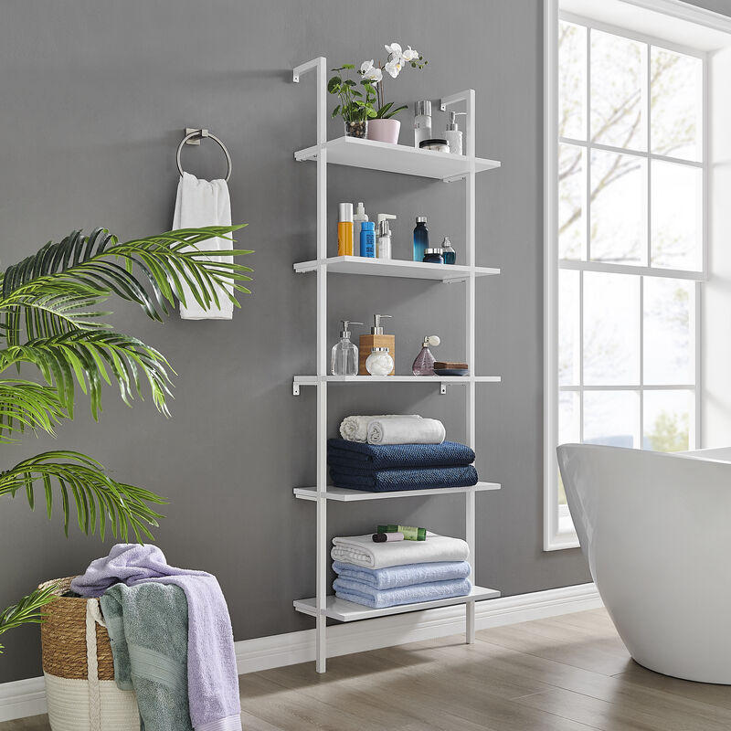 Everett 5-Tier Open Display Stand Wall Mount Modern Metal Frame Ladder Shelf image number 5