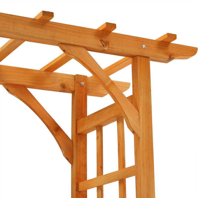 Sunnydaze Wooden Fir Arbor Weatherproof Arched Garden Walkway - 78 in