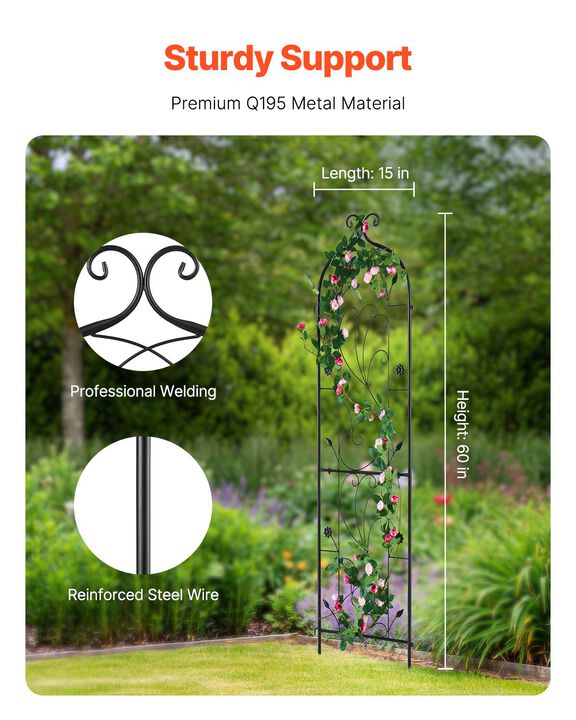 Rustproof Metal Garden Trellis for Climbing Plants, Vines, and Flower Support