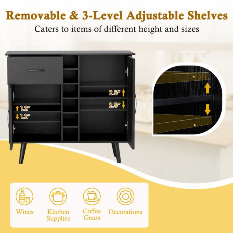 Hivvago Modern Wine Bar Buffet Cabinet with 6-Bottle Wine Rack