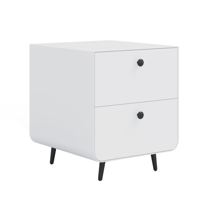 Hivvago 2 Drawers Nordic Minimalist Bedside Steel Cabinet with Round Handle