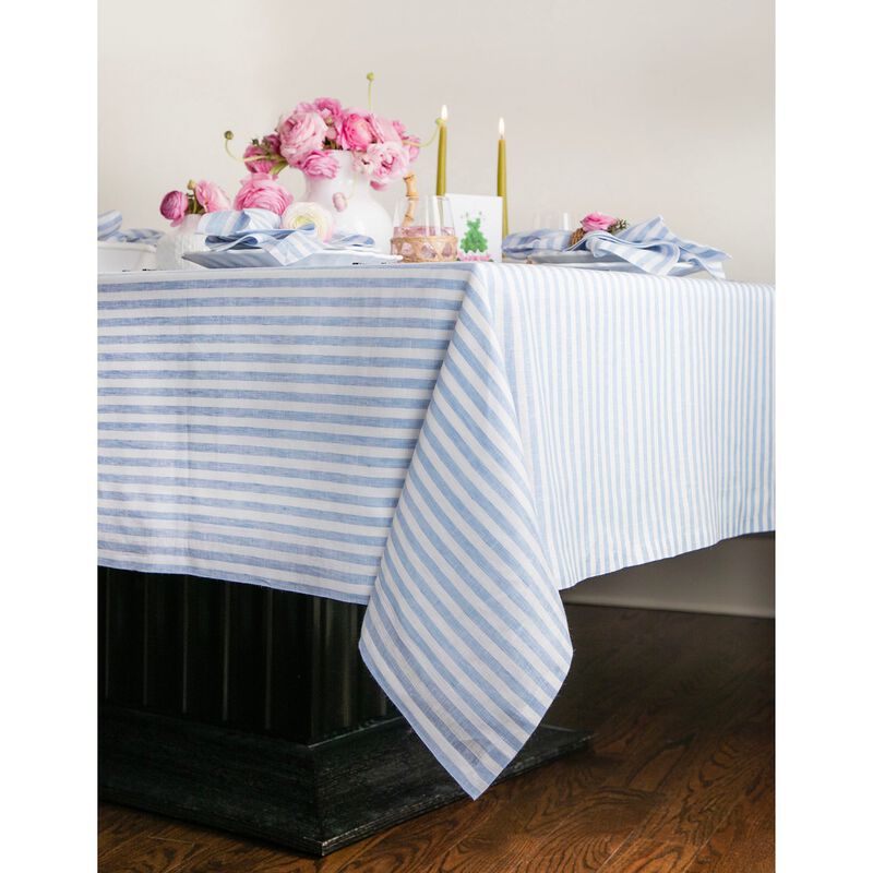 Solino Home 100% Pure Linen Tablecloth - Amalfi Stripe