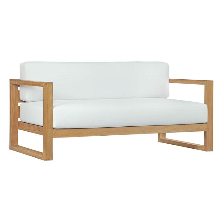 Upland Teak Wood Outdoor Patio Sofa - Durable Construction, Versatile Design, Ideal for Outdoor Spaces.