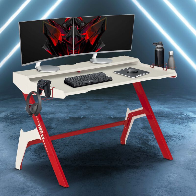 Streamdale Carbon Computer Gaming Desk With Shelving