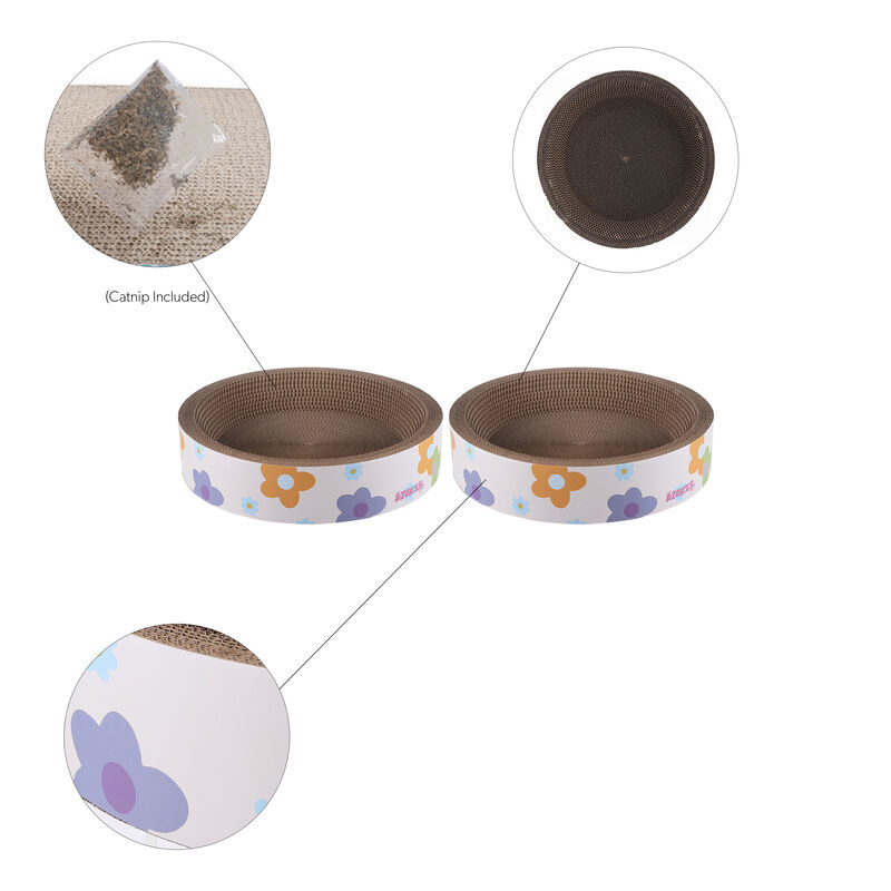 Daisy Modern Cardboard Bowl Cat Scratcher with Catnip
