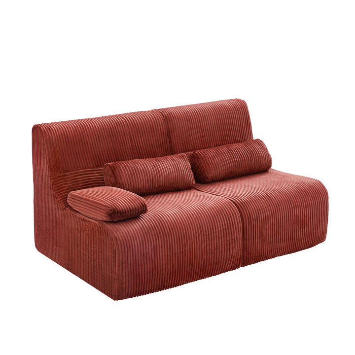 Merax Customizable Modular Sofa with Corduroy Upholstery, Easy Delivery via Compression Packaging