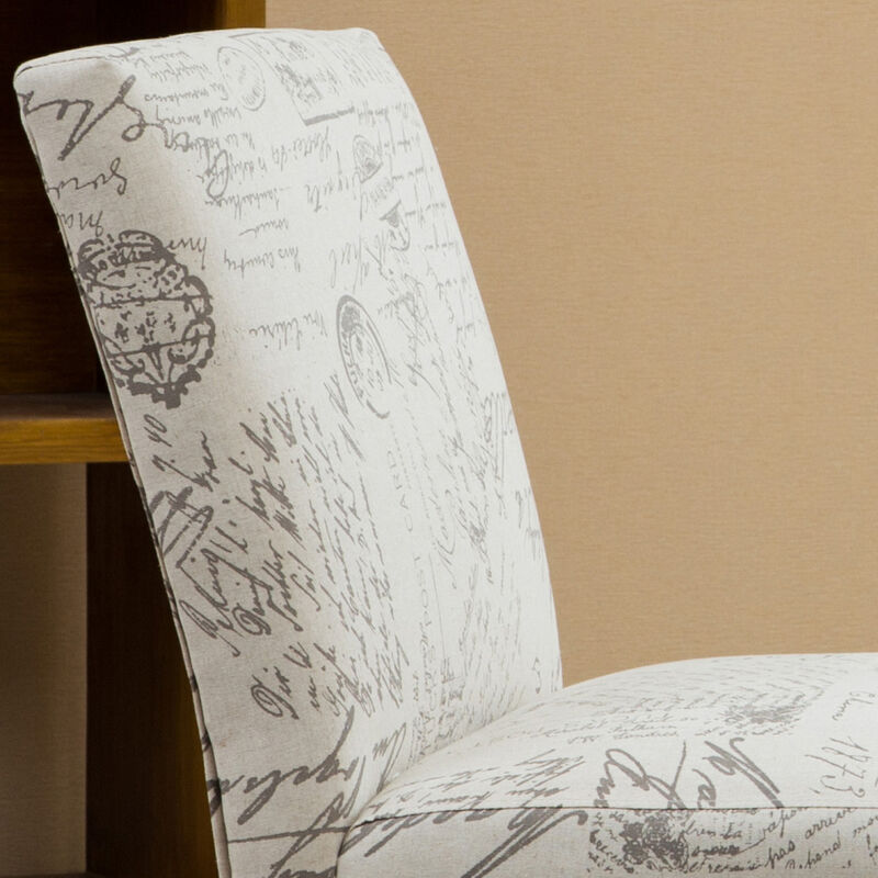 Streamdale English Letter Print Fabric Armless Contemporary Accent Chair image number 3