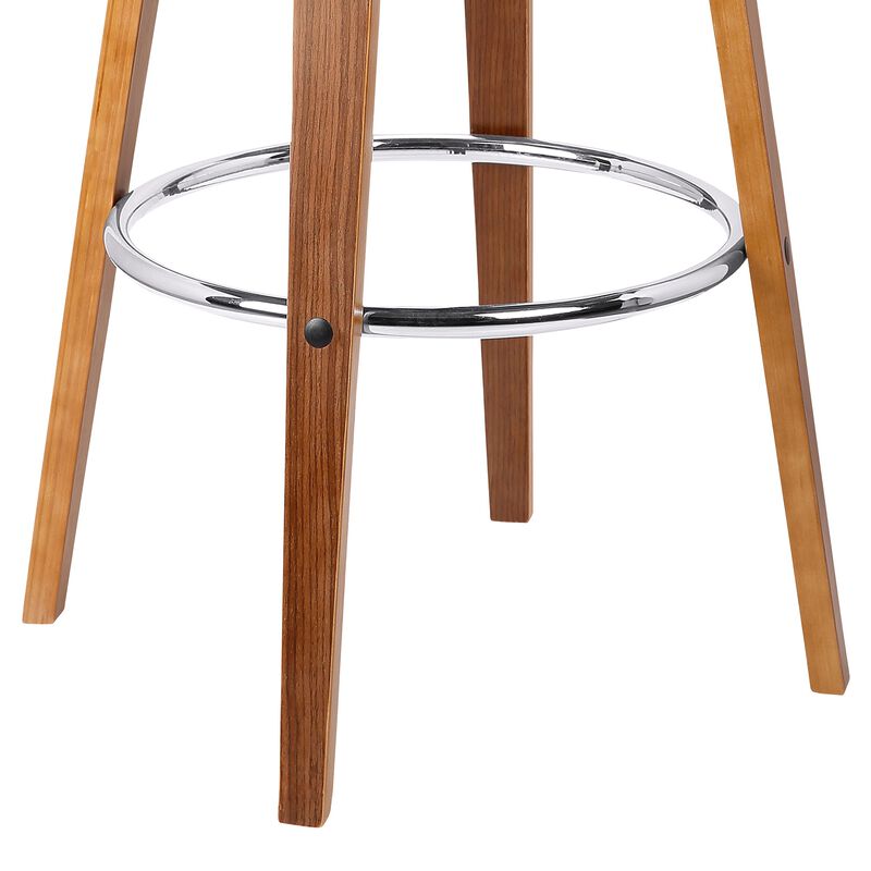 26" Swivel Brown Faux Leather and Walnut Wood Counter Stool image number 6