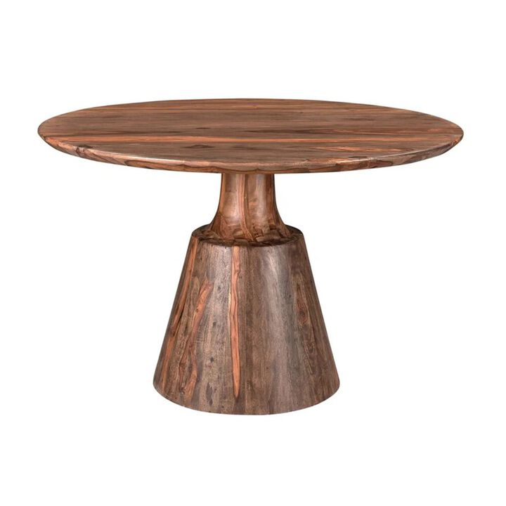 World Interiors Acres 46" Sheesham Wood Round Dining in Brownstone