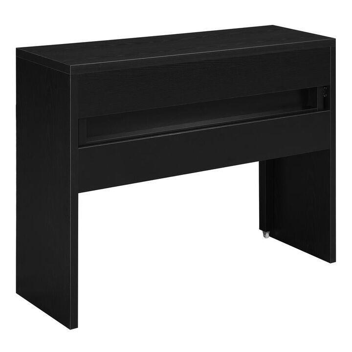 Convenience Concepts Newport JB Console/Sliding Desk with Drawer and Riser, Black