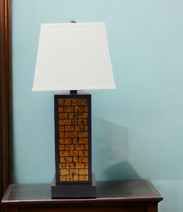 Hivvago 31" Black and Yellow Metal Bedside Table Lamp With White Empire Shade