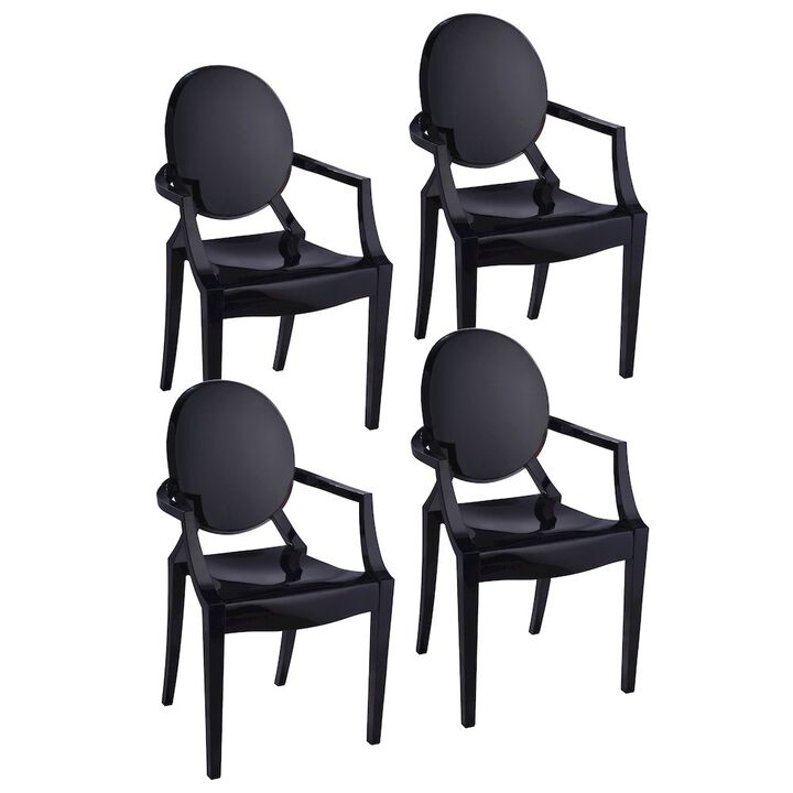 Pangea Home Bentley Arm Dining Chair Black - Set Of 4