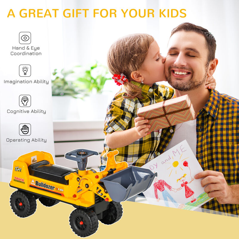 BreeBe Kids Bulldozer Ride-On Toy for Toddler with Tough Wheels, Outdoor Construction Toy with Controllable Digging Bucket image number 3