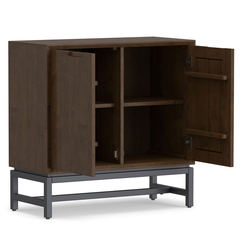 Banting SOLID HARDWOOD 32 inch Wide Modern Industrial Low Storage Cabinet in Walnut Brown image number 4