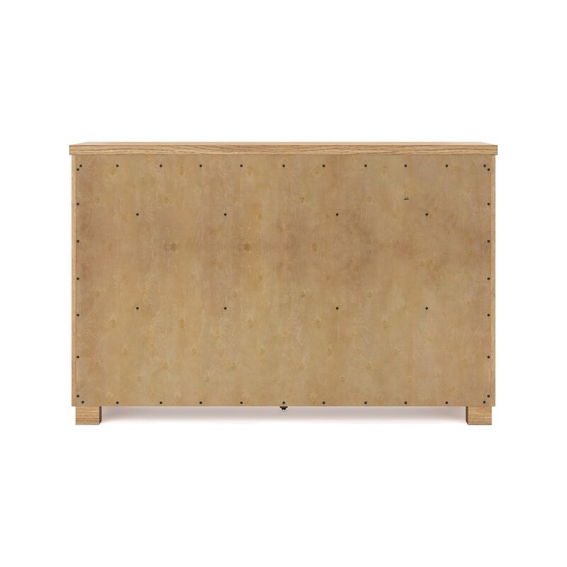 Dani Wide Dresser, 7 Drawer, Rustic Brown Solid Hardwood, 66 Inch  - Benzara