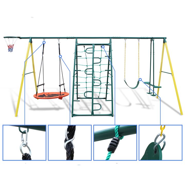 Nukurd 6-in-1 Kids Outdoor Swing Set