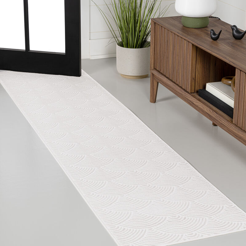 Porter Geometric Art Deco Fan Pattern High-Low Area Rug