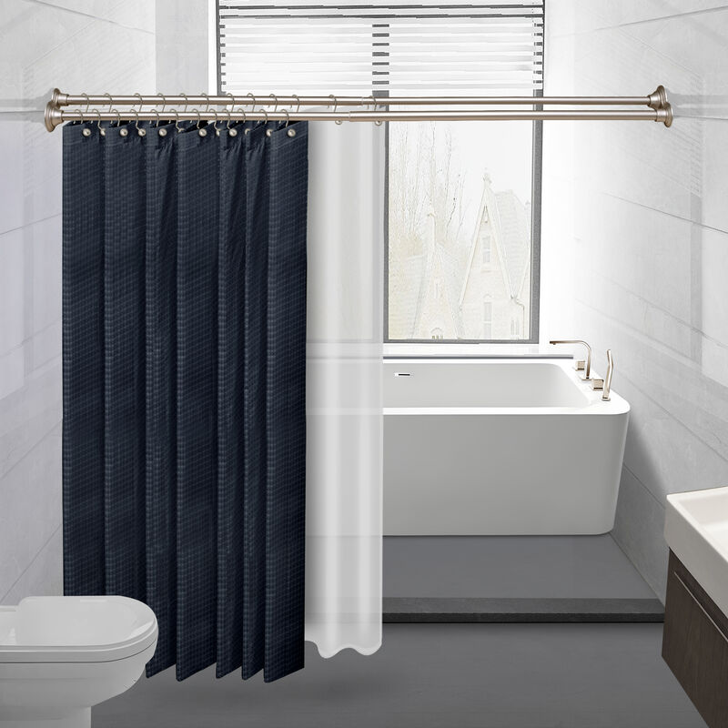 Utopia Alley 45-72 Inch Double Tension No-Drill Shower Rod Set - Rustproof Aluminum Straight Rod with 24 Metal Hooks & 71&times;71 Inch Clear PEVA Liner image number 7