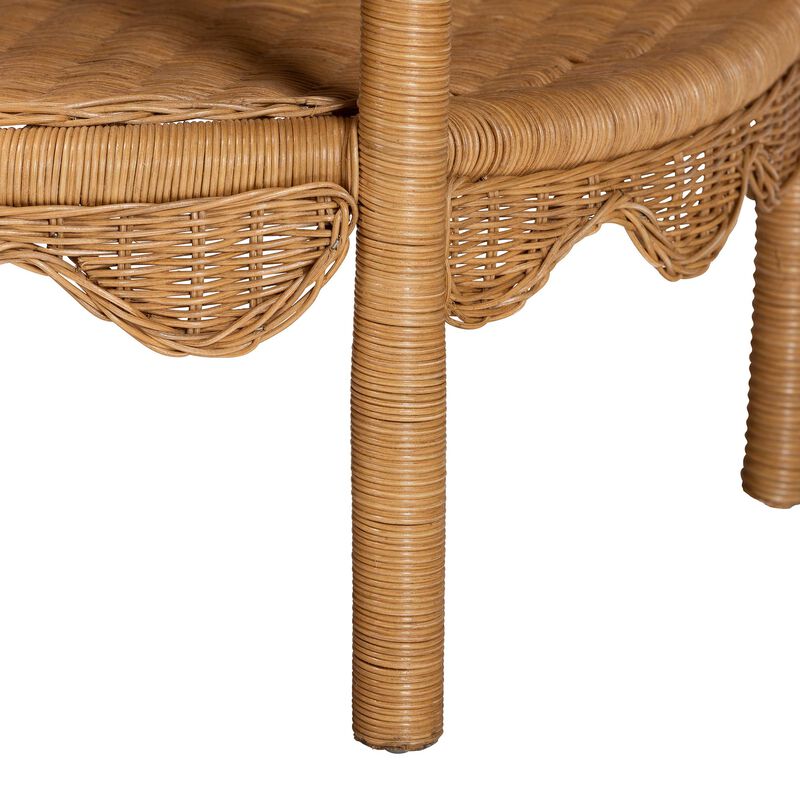 bali & pari Paisley Coastal Scallop Light Honey Rattan Console Table