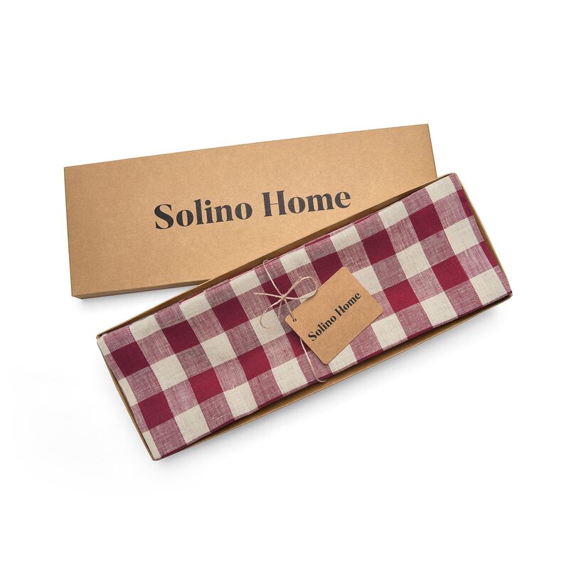 Solino Home 100% Pure Linen Placemats 14 x 19 Inch Set of 4 - Morgan Check