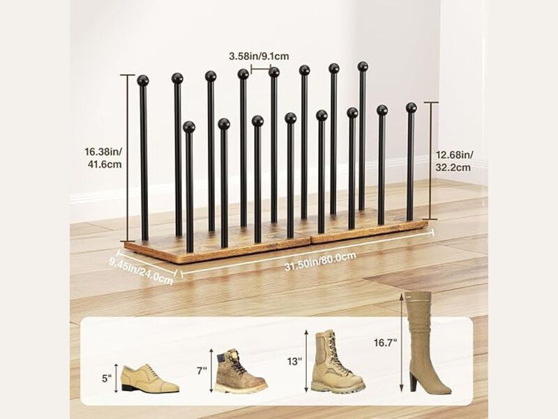 Metal Shoe Organizer 8 Pair Boot Rack Tall 16 4 Foot Standing image number 2