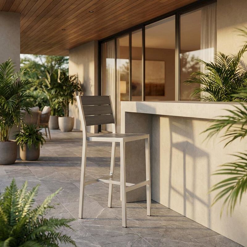 Aluminum Outdoor Bar Stool With Backrest And Lightweight Design image number 4