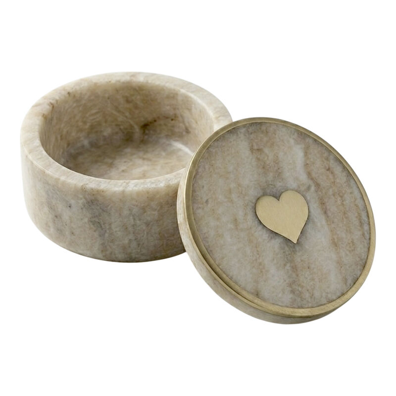 4" Round Box W/Heart Brass image number 3