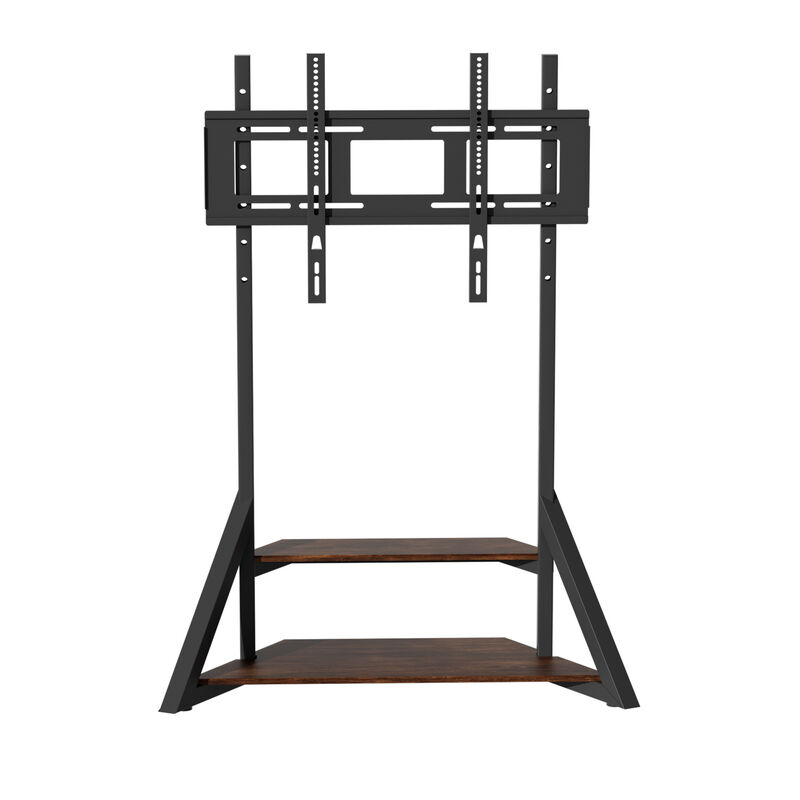 Universal TV Floor Mount Stand with Shelves and Height Adjustable for 40-75 inch image number 0