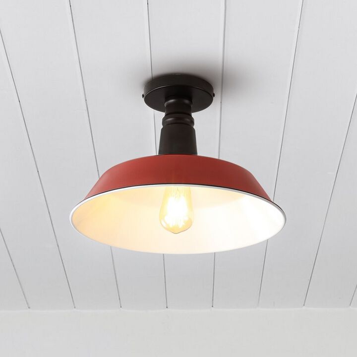 Camila Classic Industrial Indoor/Outdoor Iron LED Semi Flush Mount