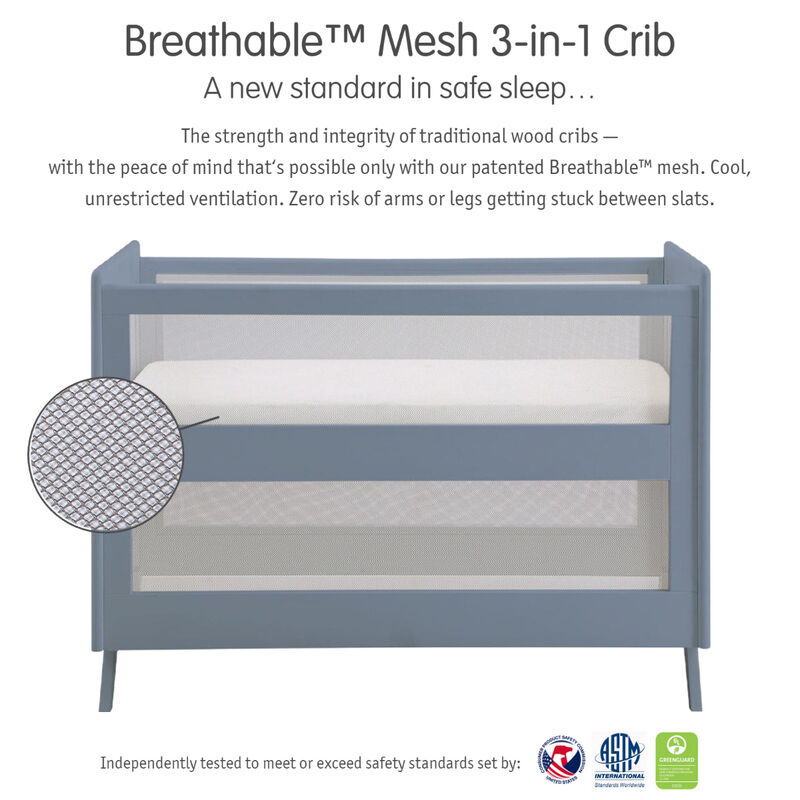 Breathable Mesh 3-in-1 Convertible Crib — Greenguard Gold Certified