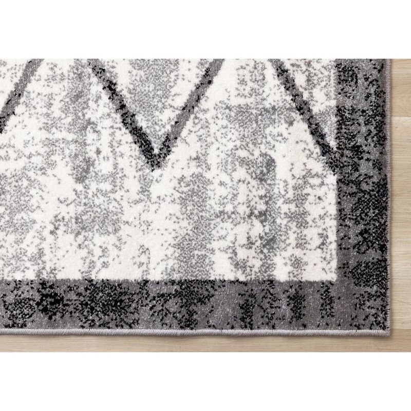 Novelle Home Claremont Grey Black Distressed Lattice Area Rug, 6'7 x 9'10 image number 5