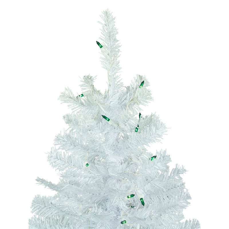6.5' Pre-Lit Woodbury White Pine Pencil Artificial Christmas Tree  Green Lights