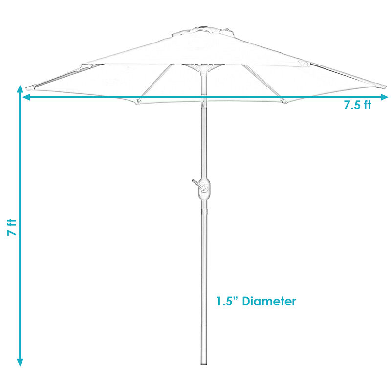 Sunnydaze 7.5 ft Aluminum Patio Umbrella with Tilt and Crank