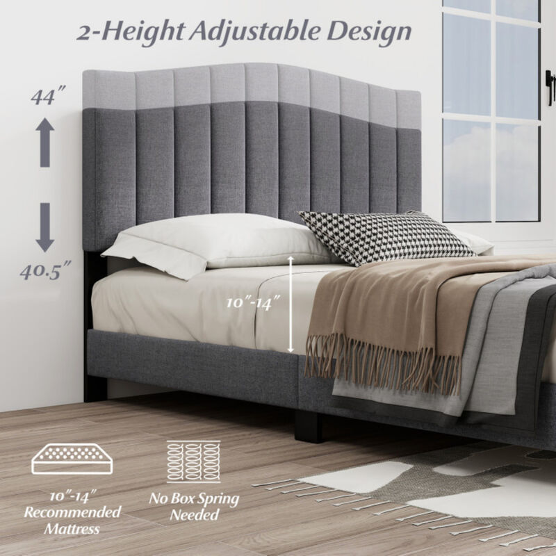 Modern Bed Frame with Vertical Channel Tufted Headboard and Adjustable Height-Grey image number 7