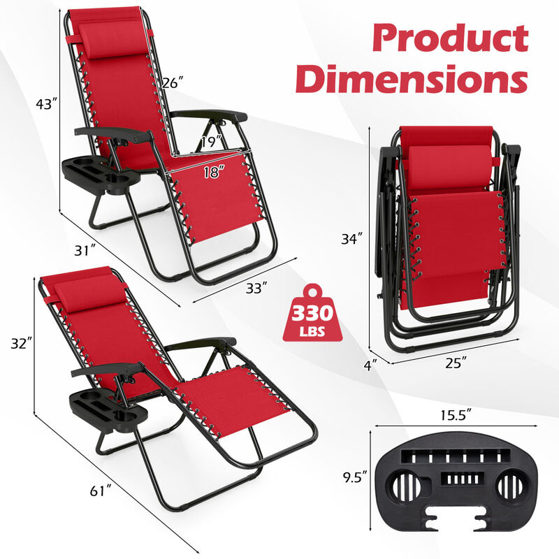 Outdoor Zero Gravity Chairs with Cup Holder and Adjustable Back image number 2