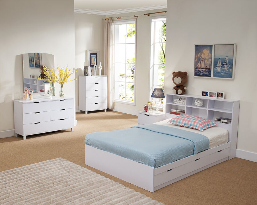 White Nightstand With 2 Drawers