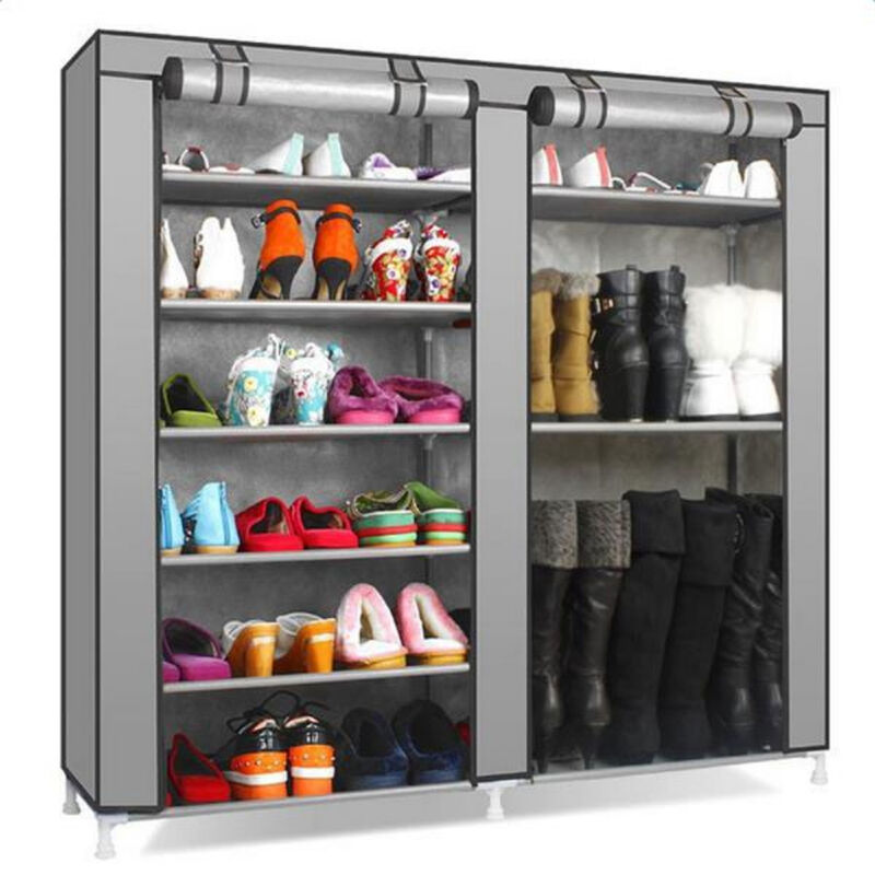 Double Row Shoe Cabinet with 9 Lattices for Organized Footwear Storage
