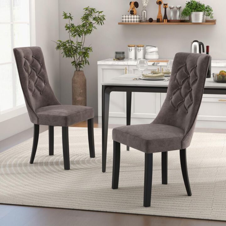 Hivvago Tufted Dining Chairs Set of 2 with High Backrest and Padded Seat