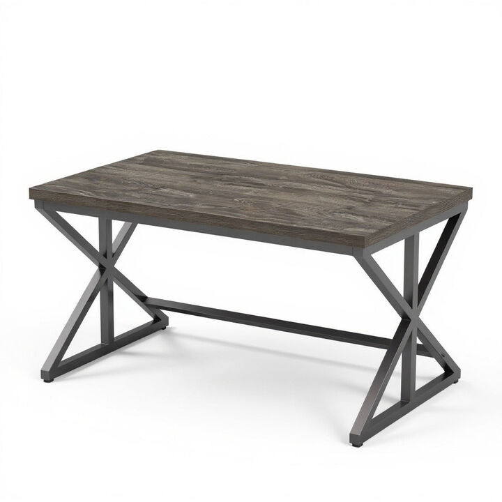 Top True Wood Computer Desk, Modern Writing Desk with Metal Frame for Home Office