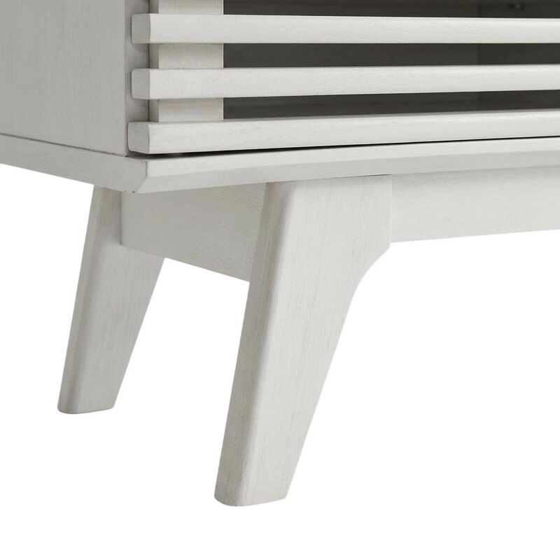 White wood TV stand with 59-inch top and sleek design image number 6