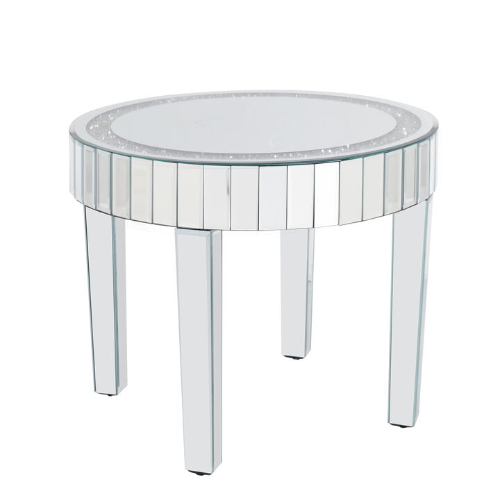 Silver Mirrored Coffee Table with Bling Diamonds Inlay