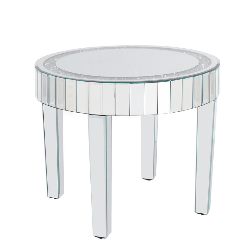 Silver Mirrored Coffee Table with Bling Diamonds Inlay image number 1