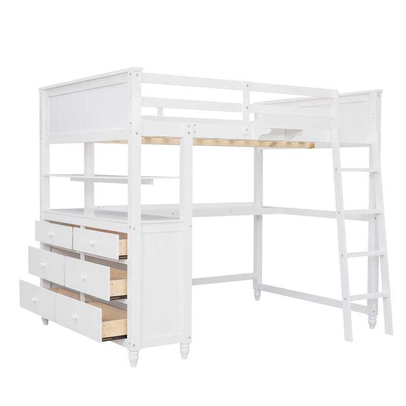 Merax Loft Bed with Drawers and Desk