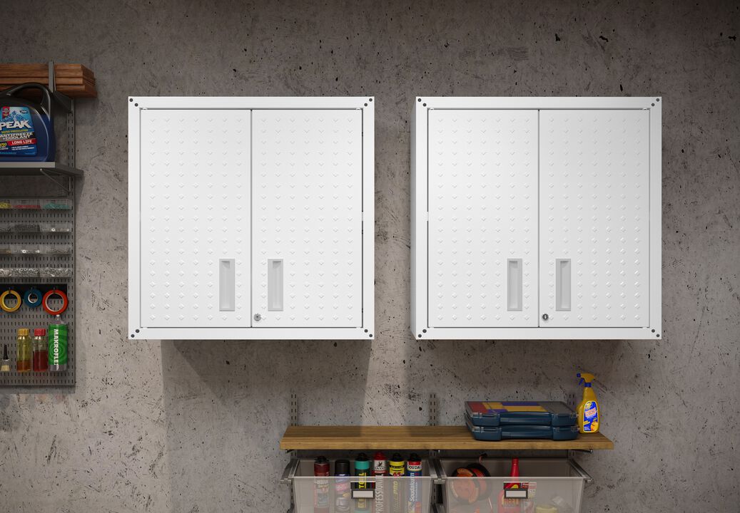 Fortress White Floating Garage Cabinets (Set of 2)